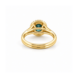 14K Gold Round Blue Moissanite Double Split Shank Engagement Ring