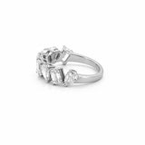 14K Gold Emerald and Pear Wavy Diamond Band