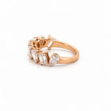14K Gold Emerald and Pear Wavy Diamond Band