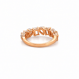 14K Gold Emerald and Pear Wavy Diamond Band