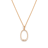 14K Gold Open Oval Shape Cluster Diamond Pendant Necklace