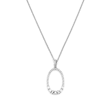 14K Gold Open Oval Shape Cluster Diamond Pendant Necklace