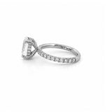 14K Gold 2.00 Carat Lab Grown Oval Diamond Engagement Ring with Diamond Under Halo and Prongs