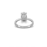 14K Gold 2.00 Carat Lab Grown Oval Diamond Engagement Ring with Diamond Under Halo and Prongs