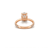 14K Gold 2.00 Carat Lab Grown Oval Diamond Engagement Ring with Diamond Under Halo and Prongs