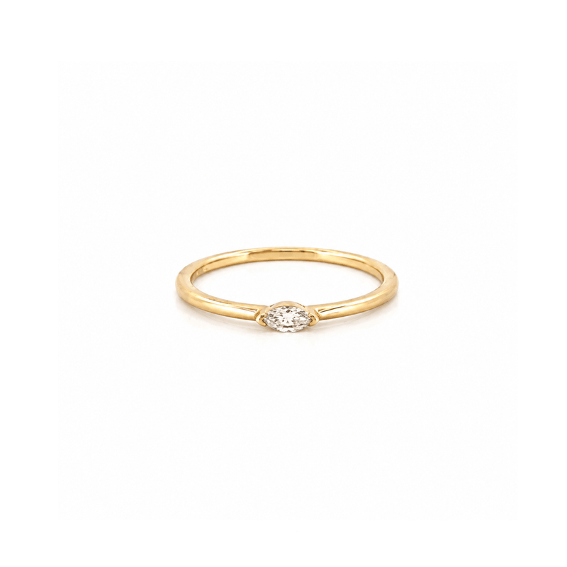 14K Gold East West Marquise Solitaire Band