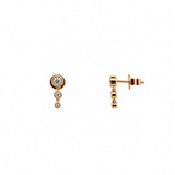 14K Gold Three Round Dangle Diamond Earrings