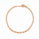 14K Gold Round and Baguette Link Diamond Bracelet