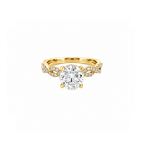14K Gold Lab Grown Round Diamond Twist Under Halo Engagement Ring