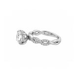 14K Gold Lab Grown Round Diamond Twist Under Halo Engagement Ring