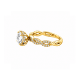 14K Gold Lab Grown Round Diamond Twist Under Halo Engagement Ring
