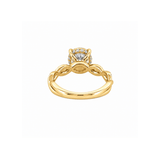 14K Gold Lab Grown Round Diamond Twist Under Halo Engagement Ring