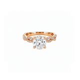 14K Gold Lab Grown Round Diamond Twist Under Halo Engagement Ring