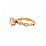14K Gold Lab Grown Round Diamond Twist Under Halo Engagement Ring