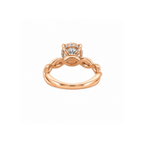 14K Gold Lab Grown Round Diamond Twist Under Halo Engagement Ring