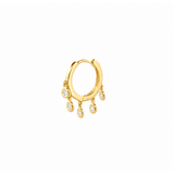 14K Gold Spaced Diamond Bezel Dangle Huggies