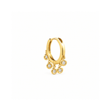 14K Gold Spaced Diamond Bezel Dangle Huggies