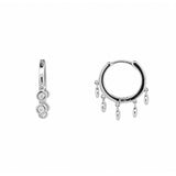 14K Gold Spaced Diamond Bezel Dangle Huggies