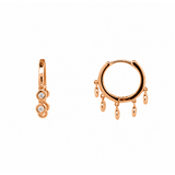 14K Gold Spaced Diamond Bezel Dangle Huggies
