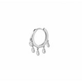 14K Gold Spaced Diamond Bezel Dangle Huggies