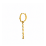 14K Gold Dangle Diamond Tennis Huggie Earrings