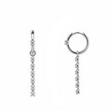 14K Gold Dangle Diamond Tennis Huggie Earrings