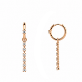 14K Gold Dangle Diamond Tennis Huggie Earrings