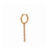 14K Gold Dangle Diamond Tennis Huggie Earrings
