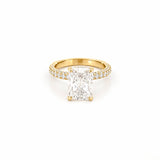 14K Gold 3.00 Carat Radiant Lab Grown Diamond 3D Engagement Ring with Under Halo