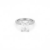 14K Gold 3.00 Carat Radiant Lab Grown Diamond 3D Engagement Ring with Under Halo