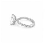 14K Gold 3.00 Carat Radiant Lab Grown Diamond 3D Engagement Ring with Under Halo