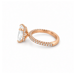14K Gold 3.00 Carat Radiant Lab Grown Diamond 3D Engagement Ring with Under Halo