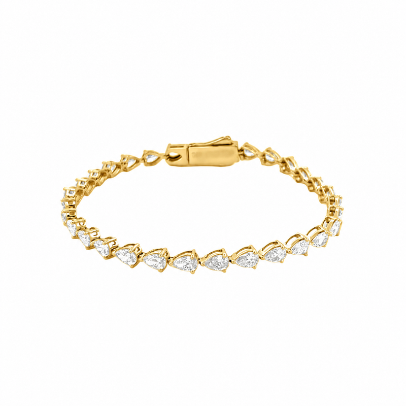 14K Gold Sideways Pear Lab Grown Diamond Tennis Bracelet