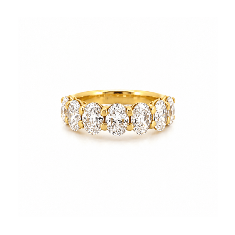 14K Gold Lab Grown Oval Diamond Basket Wedding Band