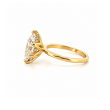14K Gold Lab Grown Marquise Cut Diamond Floral Solitaire Under Halo Engagement Ring