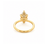 14K Gold Lab Grown Marquise Cut Diamond Floral Solitaire Under Halo Engagement Ring