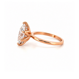 14K Gold Lab Grown Marquise Cut Diamond Floral Solitaire Under Halo Engagement Ring