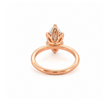 14K Gold Lab Grown Marquise Cut Diamond Floral Solitaire Under Halo Engagement Ring