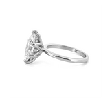 14K Gold Lab Grown Marquise Cut Diamond Floral Solitaire Under Halo Engagement Ring