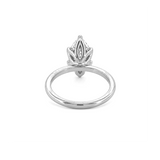 14K Gold Lab Grown Marquise Cut Diamond Floral Solitaire Under Halo Engagement Ring