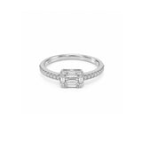 14K Gold Baguette Cluster Diamond Engagement Ring