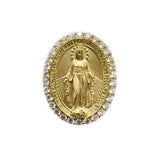 14K Gold Natural Miraculous Medal Signet Diamond Band