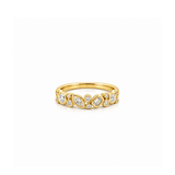 14K Gold Natural Two Round and Multi Shape Bezel Band