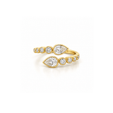 14K Gold Natural Open Pear Round and Claw Diamond Band