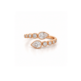 14K Gold Natural Open Pear Round and Claw Diamond Band