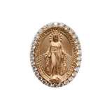 14K Gold Natural Miraculous Medal Signet Diamond Band