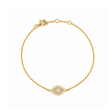 14K Gold Natural Diamond Evil Eye Bracelet