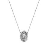 14K Gold Natural Miraculous Medal Diamond Pendant Necklace