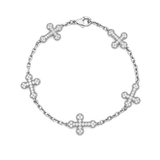 14K Gold Natural Diamond Spaced Cross Bracelet