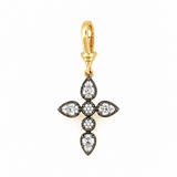 14K Two Tone Black and Gold Natural Pear Diamond Cross Pendant